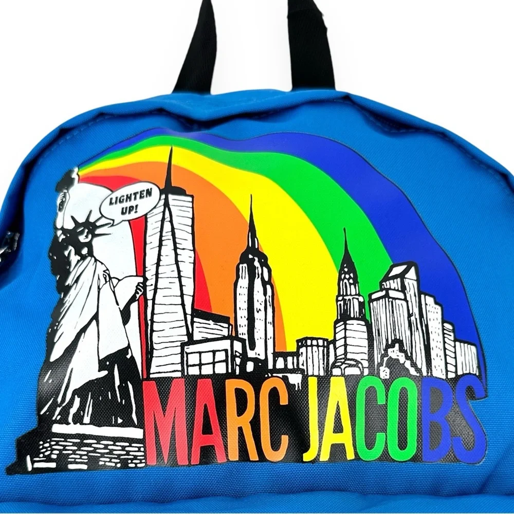 NWT Marc Jacobs Limited Edition New York Skyline Rainbow Blue Nylon Backpack